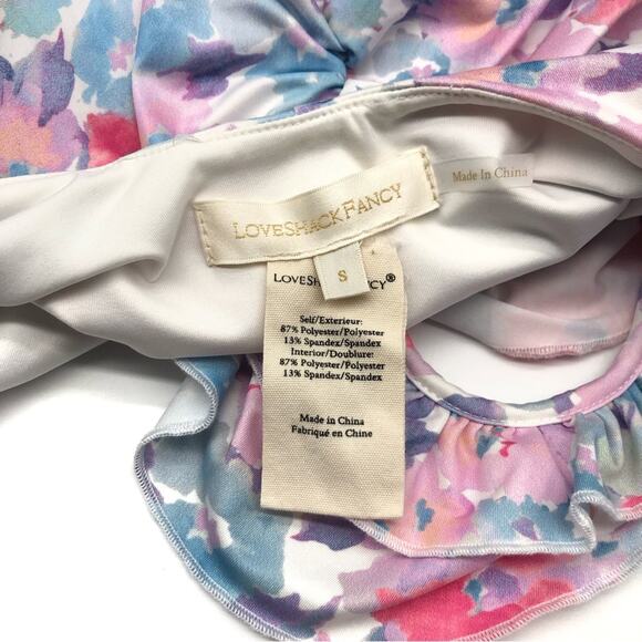 LOVESHACKFANCY Tibbie One-Piece Swimsuit Watercolor Floral Pastel S - Picture 7 of 12